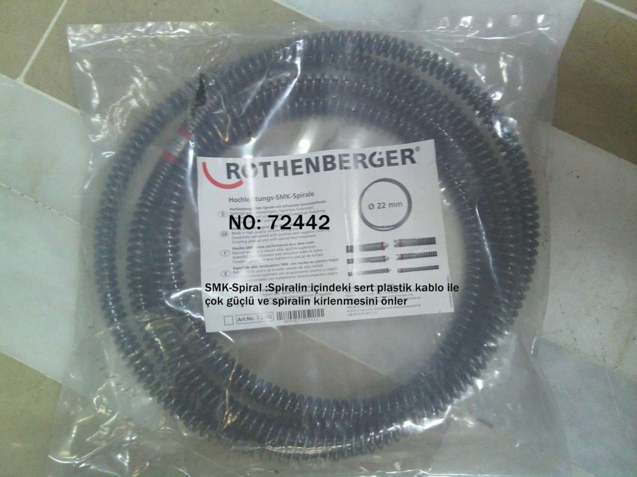 ROTHENBERGER 72442 KANAL AÇMA SPİRALİ (Ø 22 MM-SMK