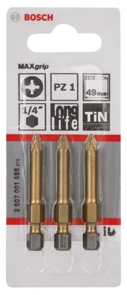 Bosch - Max Grip Serisi Vidalama Ucu PZ 1*49 mm 3'lü