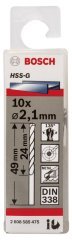 Bosch - HSS-G Metal Matkap Ucu 2,1*49 mm 10'lu Paket
