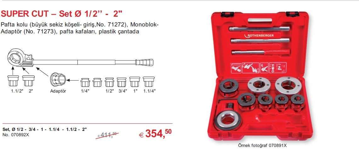 Rothenberger 1/2-2 kollu pafta seti