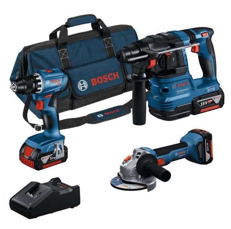 Bosch GSR 18V-45+GWS 18V-8+GBH 18V-22 3x18V4.0Ah Akülü Set