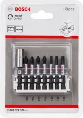 Bosch - Impact Control Serisi Vidalama Ucu 8'li PH2x2/PZ2x2/T20/T30 *50mm + Standart Tutucu *60mm